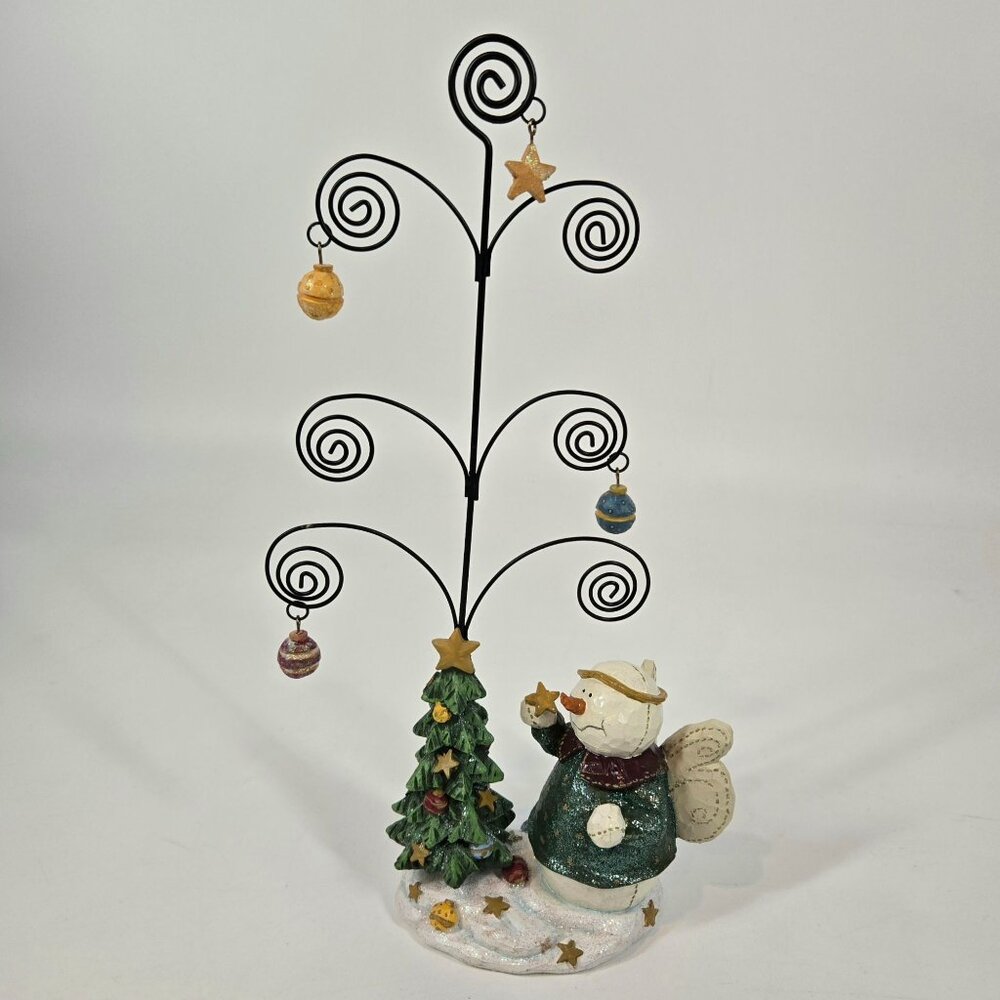 Snowman Angel Photo Holder Christmas Tree Cards Holiday Decor Snow Stars 14"